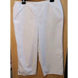 Alfred Dunner Sz 16 White Elastic Back Waist Faux‎ Lace Pull-On High Rise